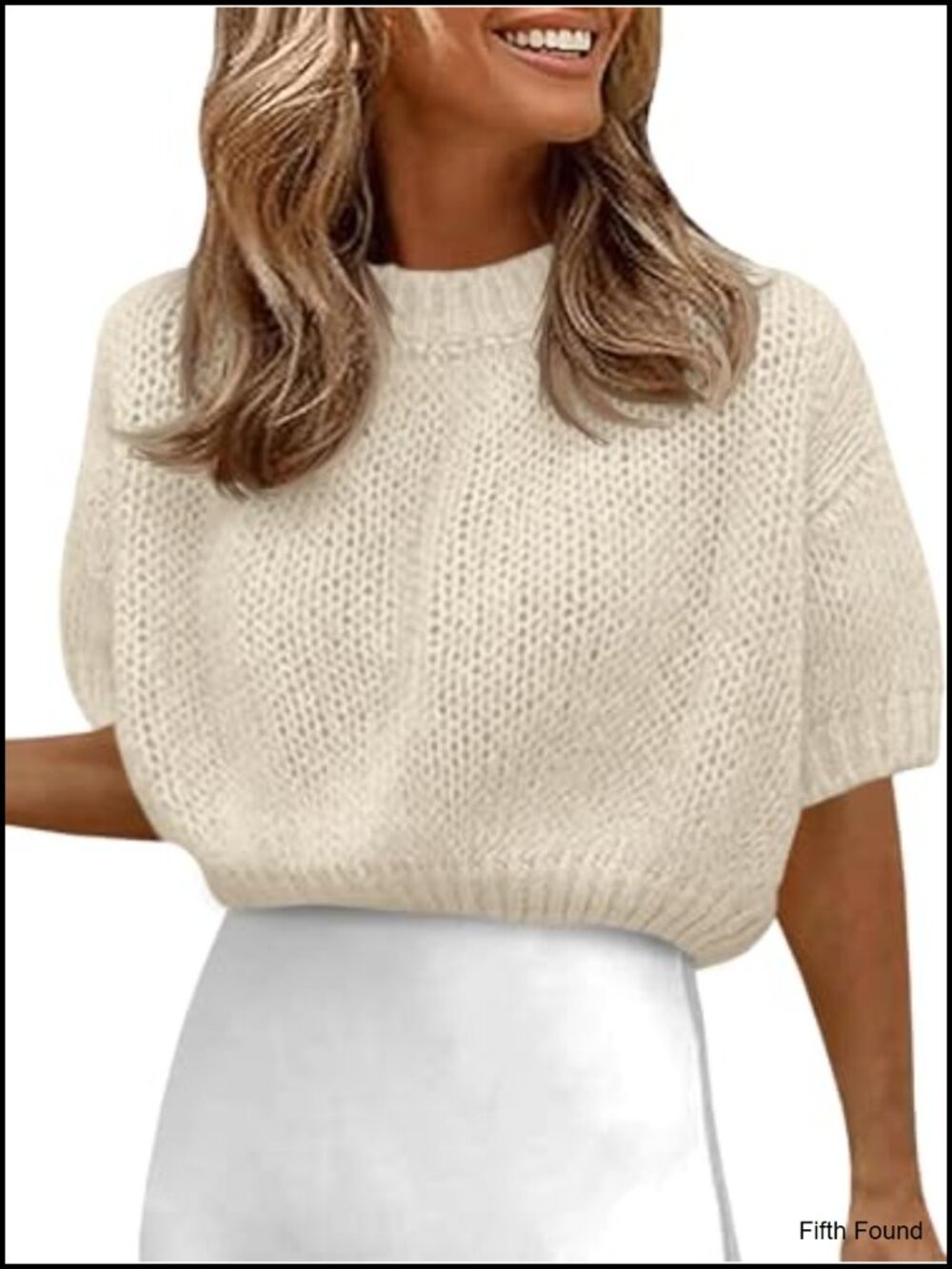 Puff Short Sleeve Cropped Sweater Knit Crewneck Crop Top Pullover